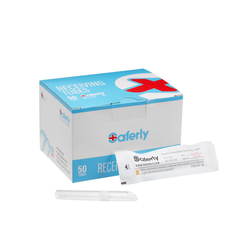 Saferly Plastic Disposable 0g Receiving Tubes — Box of 50 - Ultimate Tattoo Supply