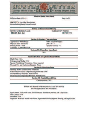 Richie Bulldog Certified Hustle Butter Deluxe MSDS - Page 1