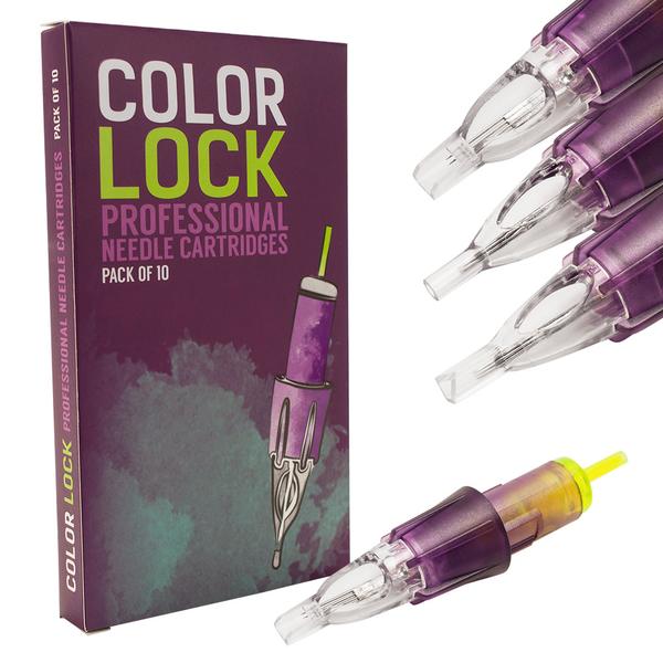 Color Lock Cartridge Tattoo Needles — Diamond Tip — Box of 10 - Painful Pleasures