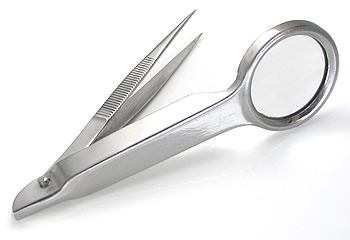 Tweezers 3 1/2" with Magnifying Glass - Painful Pleasures