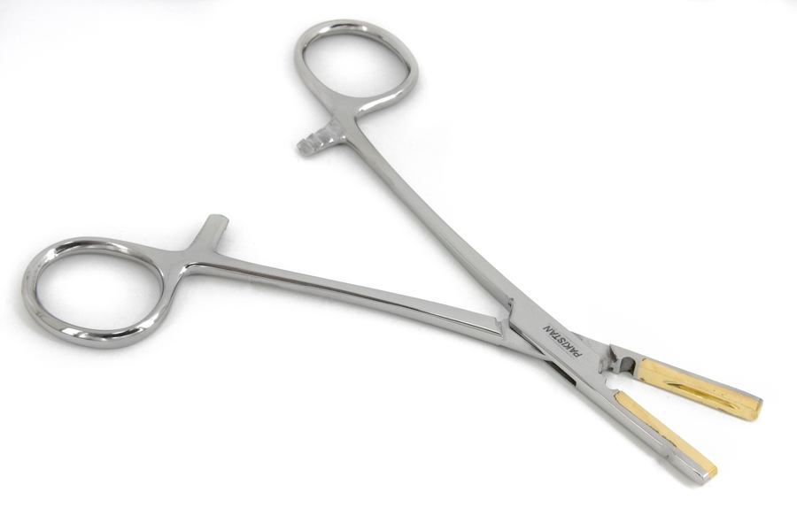 Dermal Anchor Locking Forceps 5.5" with Brass Tips - Painful Pleasures