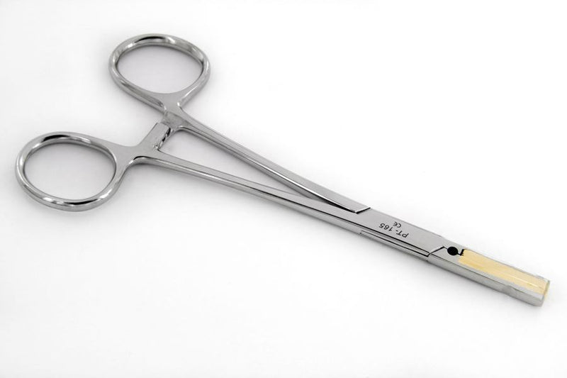 Dermal Anchor Locking Forceps 5.5" with Brass Tips - Painful Pleasures