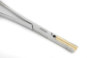 Dermal Anchor Locking Forceps 5.5" with Brass Tips - Painful Pleasures