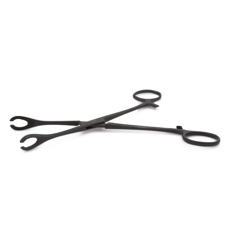 Slotted Forester (Sponge) 7" Forceps — Black Oxide Coated - Painful Pleasures