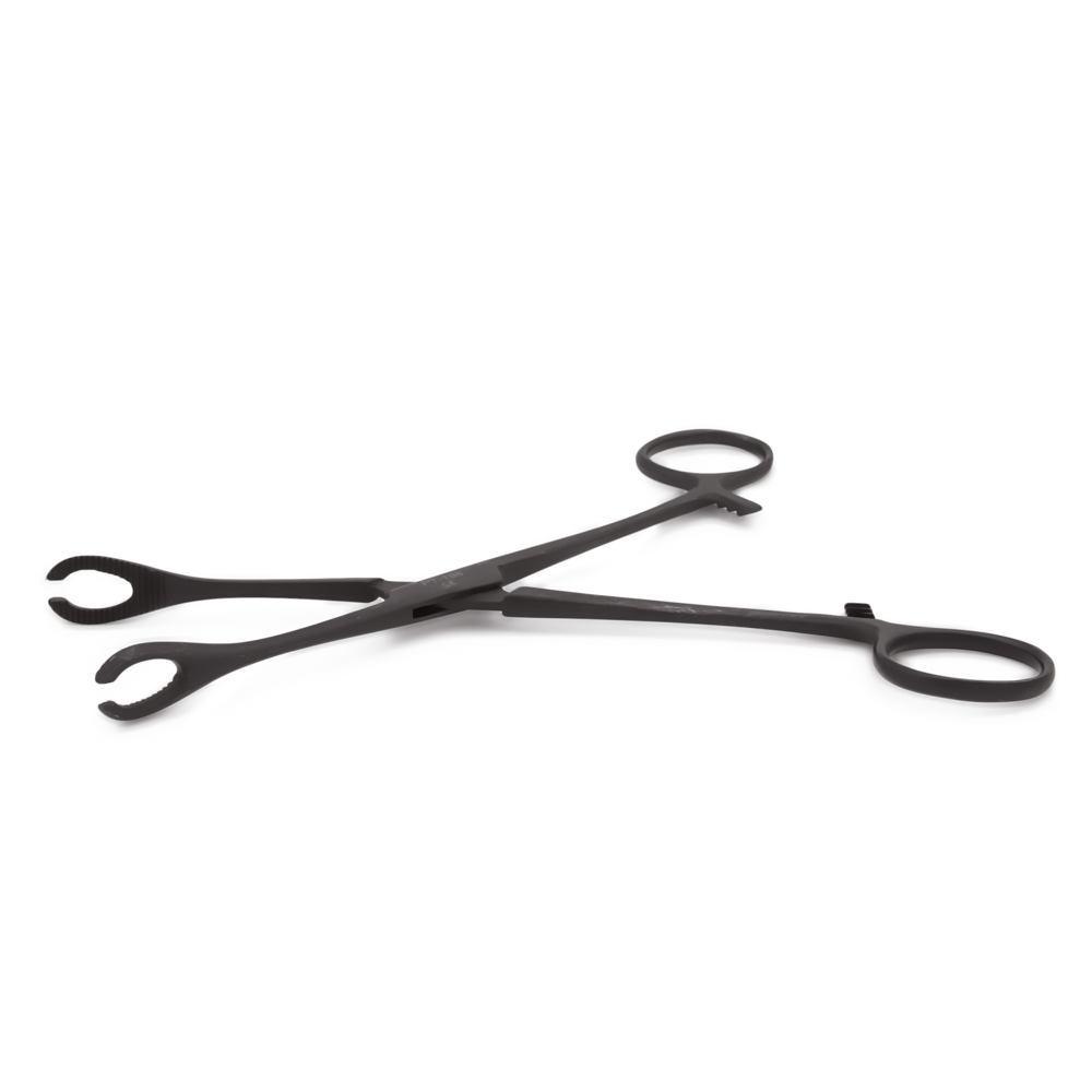 Slotted Forester (Sponge) 7" Forceps — Black Oxide Coated - Painful Pleasures