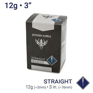 12g Sterilized 3" Body Piercing Needles — Box of 100 - Painful Pleasures
