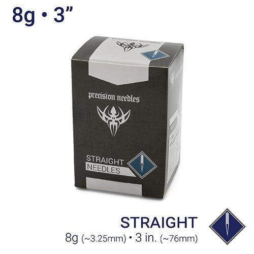 8g Sterilized 3" Body Piercing Needles — Box of 50 - Painful Pleasures