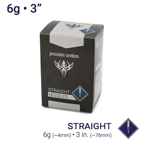6g Sterilized 3" Body Piercing Needles — Box of 25 - Painful Pleasures