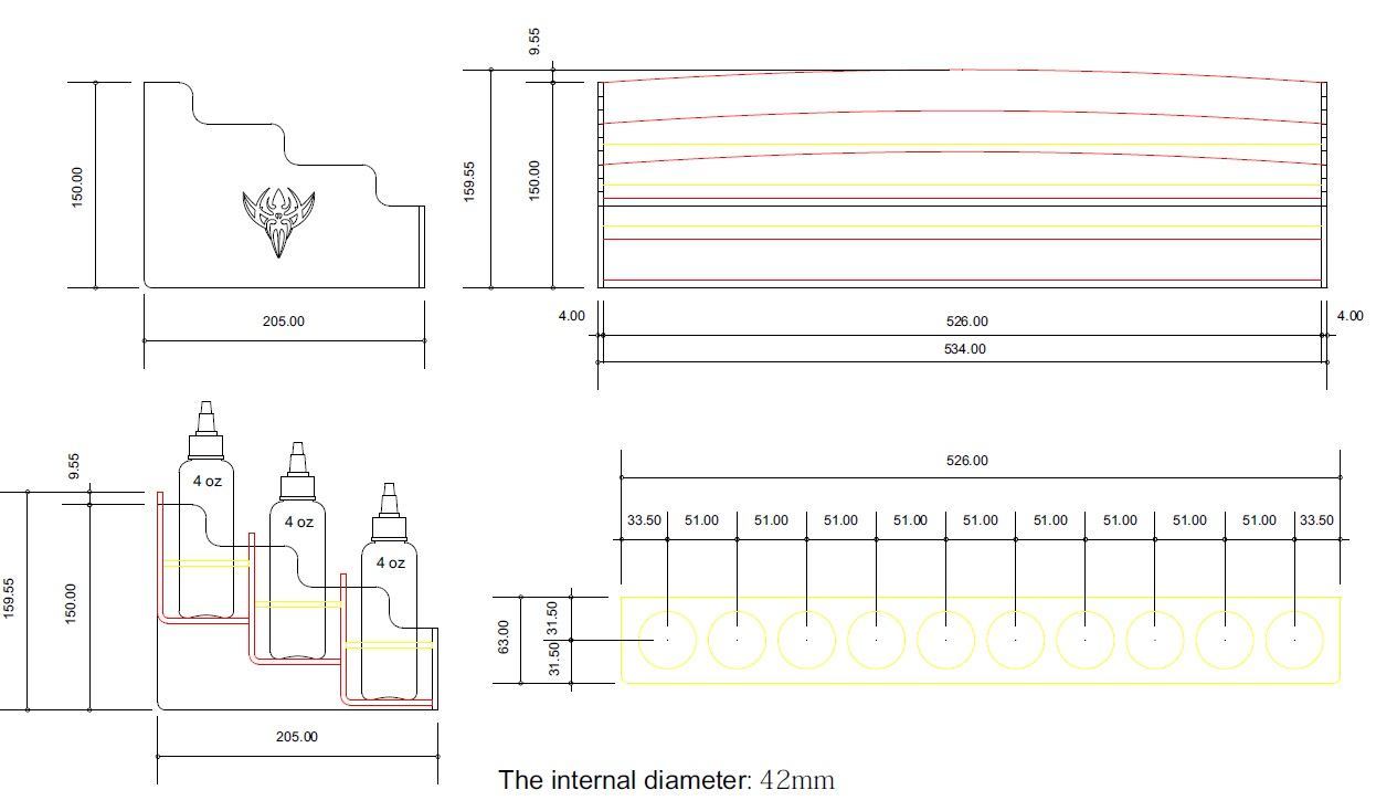 4oz Ink Bottle Holder - 30 Bottles Can be Displayed or Held - World Famous Tattoo Ink