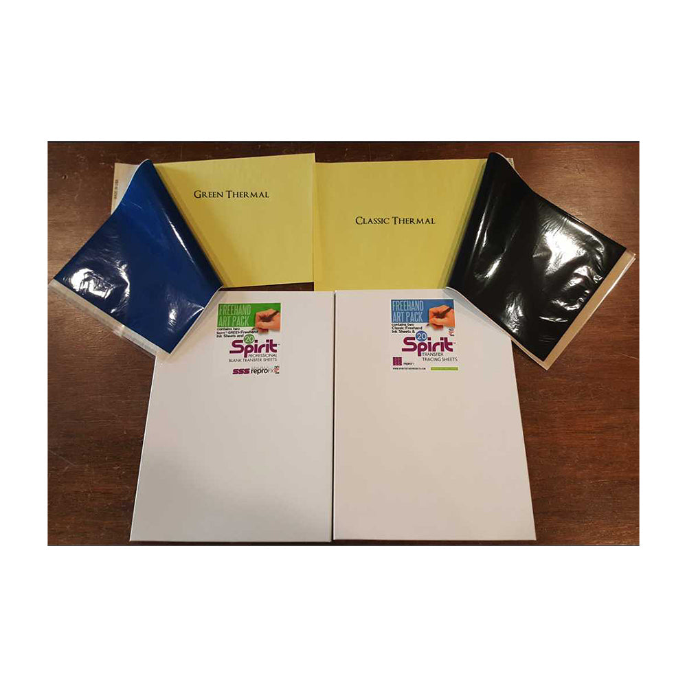 Spirit Freehand Art Pack - 2 Classic Green Freehand Sheets and 20 Blank Transfer Sheets - Painful Pleasures