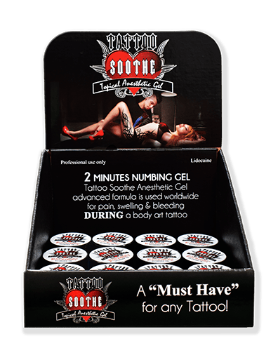 Tattoo Soothe Gel Display — Topical Anesthetic — 12 Pack of Jars