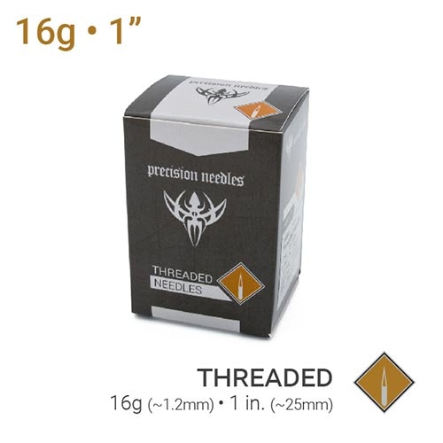 Precision 16g Threaded Sterilized 1" Piercing Needles — Box of 100 - Painful Pleasures