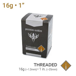 Precision 16g Threaded Sterilized 1" Piercing Needles — Box of 100 - Painful Pleasures