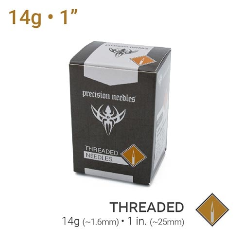 14g Threaded Sterilized 1" Piercing Needles — Box of 100 - Painful Pleasures