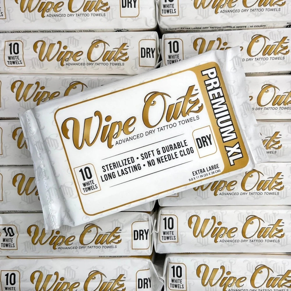 Wipe Outz Premium XL Dry White Tattoo Towels - Ultimate Tattoo Supply