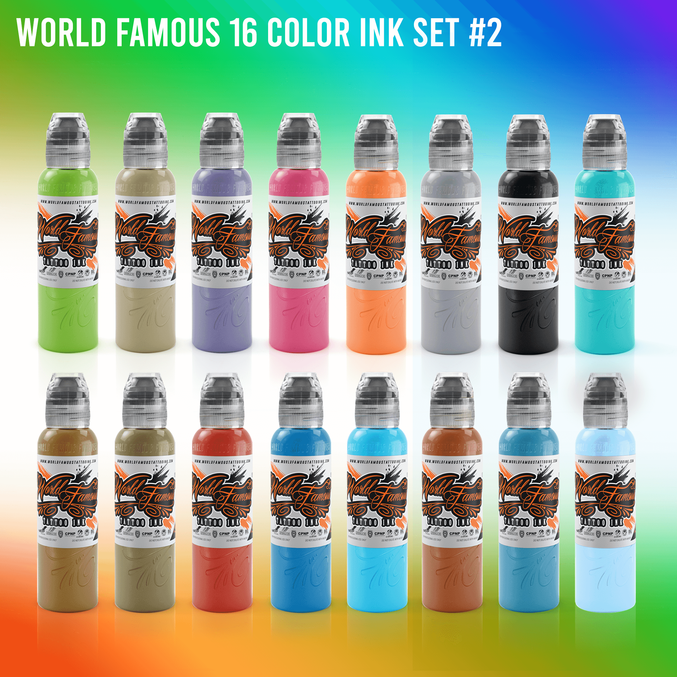 World Famous 16 Color Ink Set #2 – Ultimate Tattoo Supply