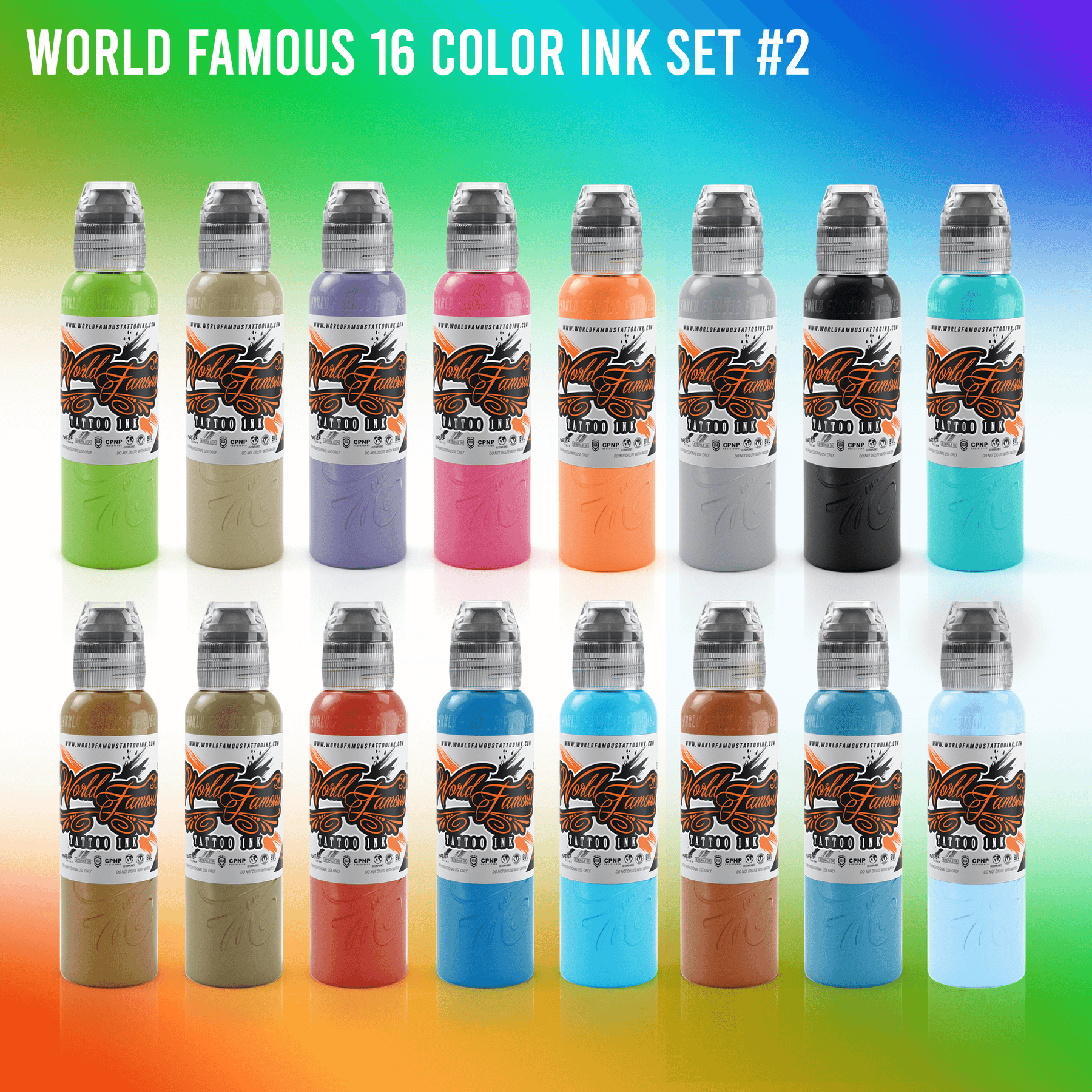 World Famous 16 Color Ink Set #2 - Ultimate Tattoo Supply