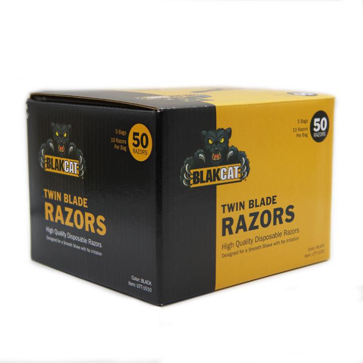 Blakcat Premium Twin Blade Disposable Razors - 50/bx - Ultimate Tattoo Supply