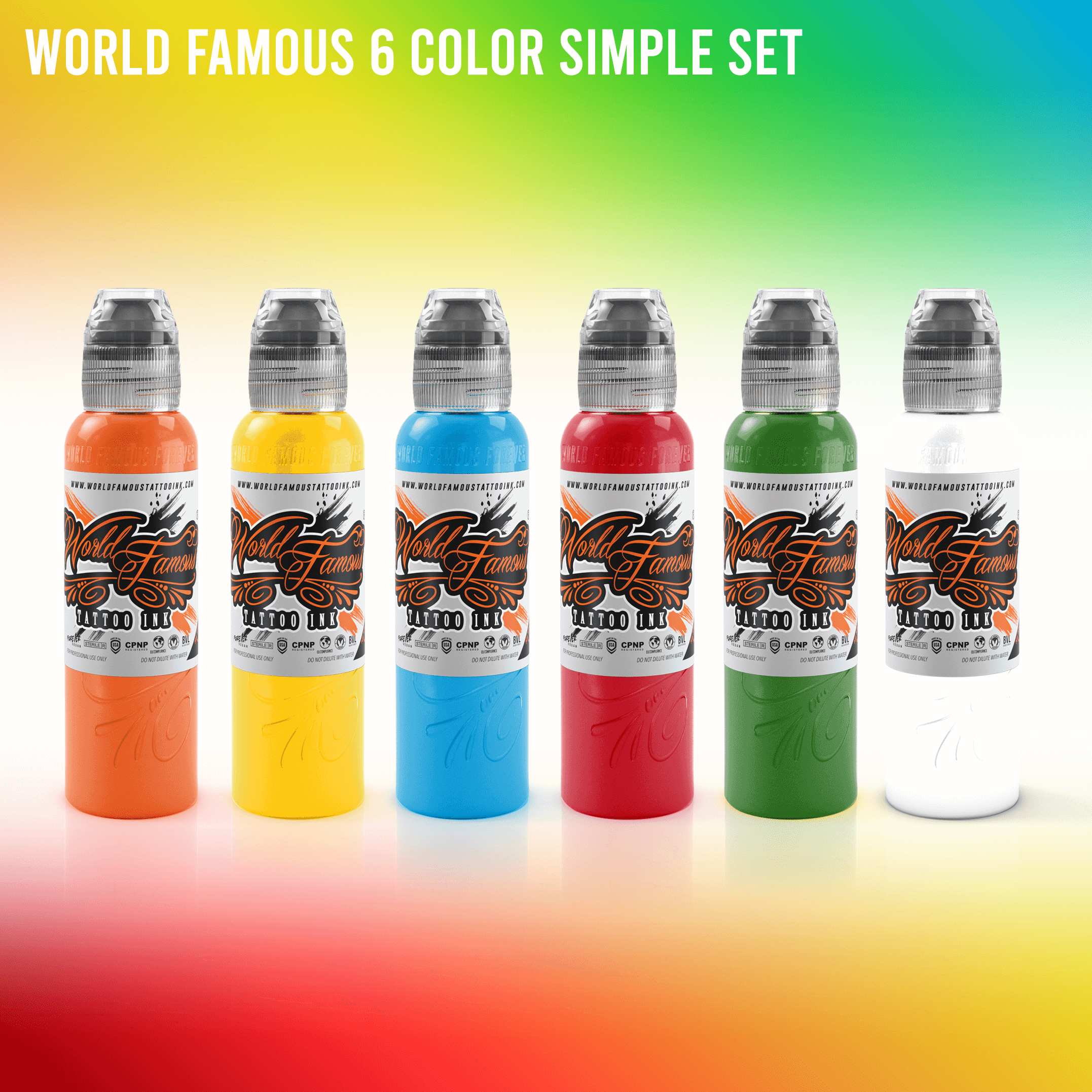 World Famous 6 Color Simple Set - 1oz. - Ultimate Tattoo Supply