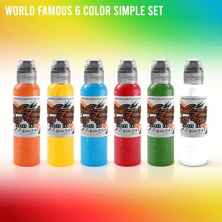 World Famous 6 Color Simple Set - 1oz. - Ultimate Tattoo Supply