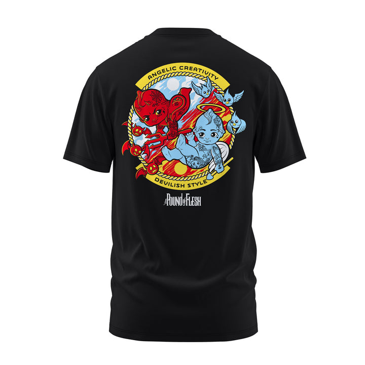 A Pound of Flesh Angel & Devil Black Tee - Ultimate Tattoo Supply