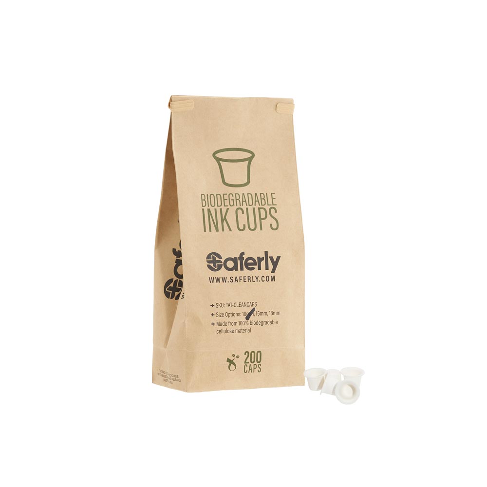 Biodegradable Pigment/ Ink Cups - Bag of 200 - Saferly Clean Caps - Pick Size - Ultimate Tattoo Supply