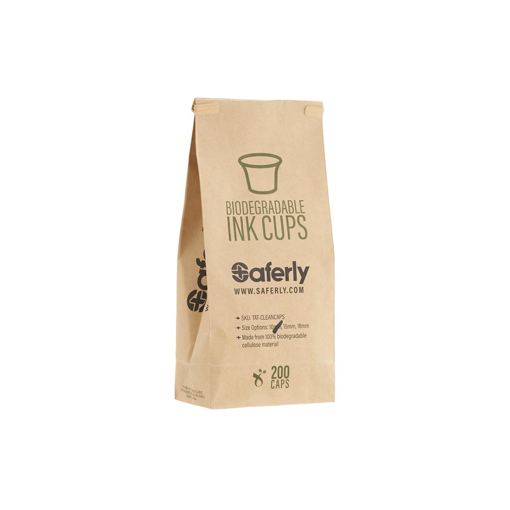 Biodegradable Pigment/ Ink Cups - Bag of 200 - Saferly Clean Caps - Pick Size - Ultimate Tattoo Supply
