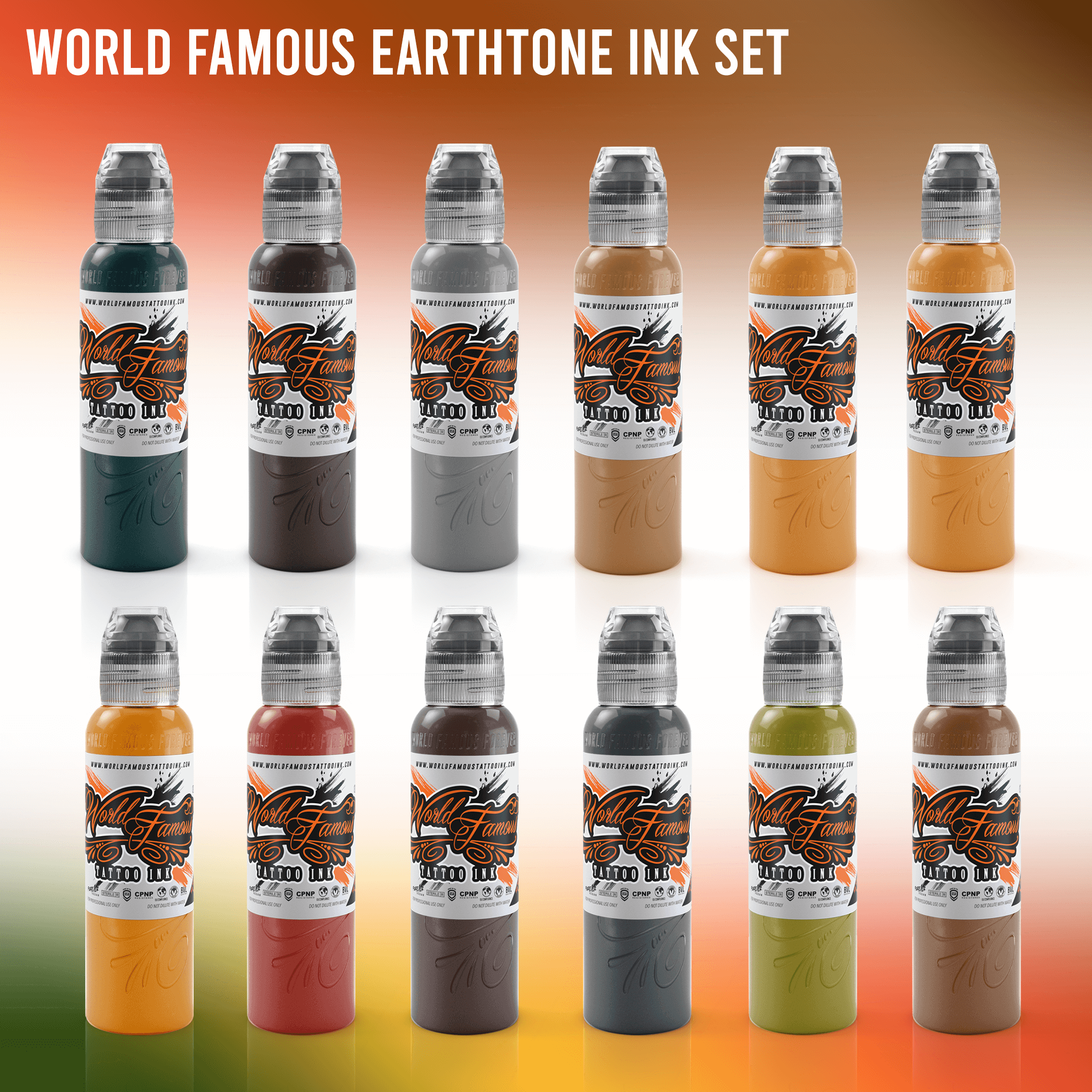 World Famous Earthtone Ink Set - Ultimate Tattoo Supply