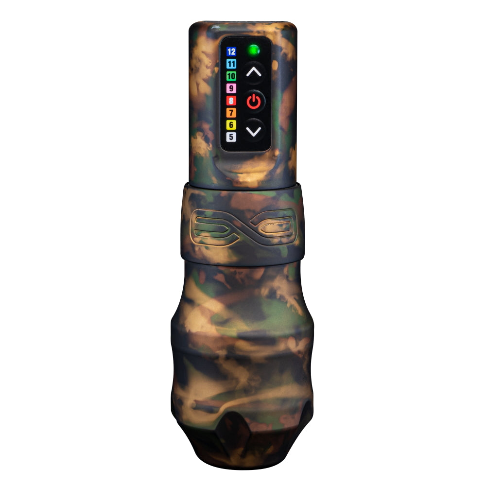 FK Irons EXO Tattoo Machine with 2 PowerBolts — 4.0mm Shadow Camo - Ultimate Tattoo Supply