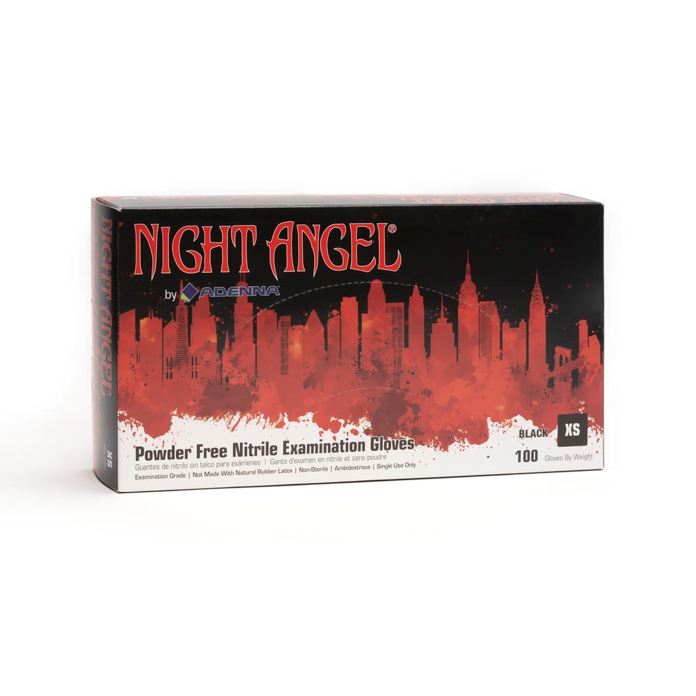 Adenna Night Angel - Black Nitrile Exam Gloves - Ultimate Tattoo Supply