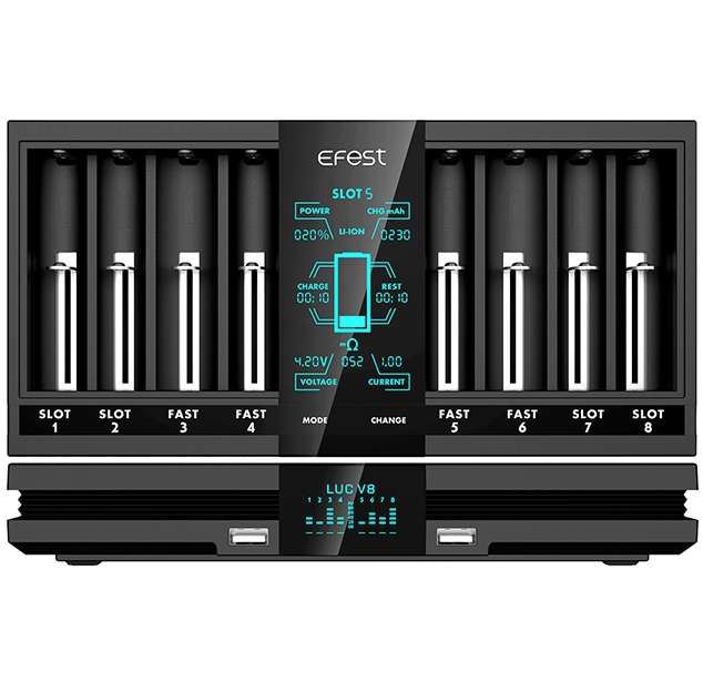 InkJecta Efest LUC V8 8-Port Studio Battery Charger - Ultimate Tattoo Supply