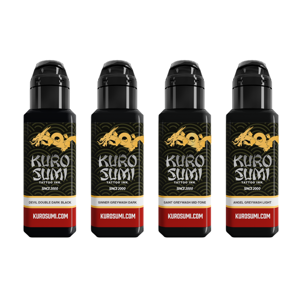 Zhang Po Greywash Shading Set - 4 Bottles - Ultimate Tattoo Supply