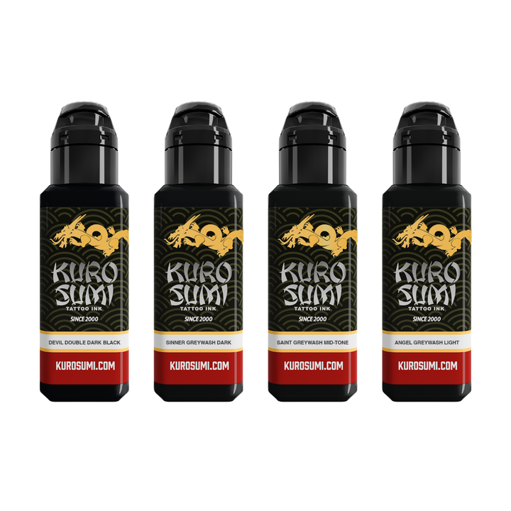 Zhang Po Greywash Shading Set - 4 Bottles - Ultimate Tattoo Supply