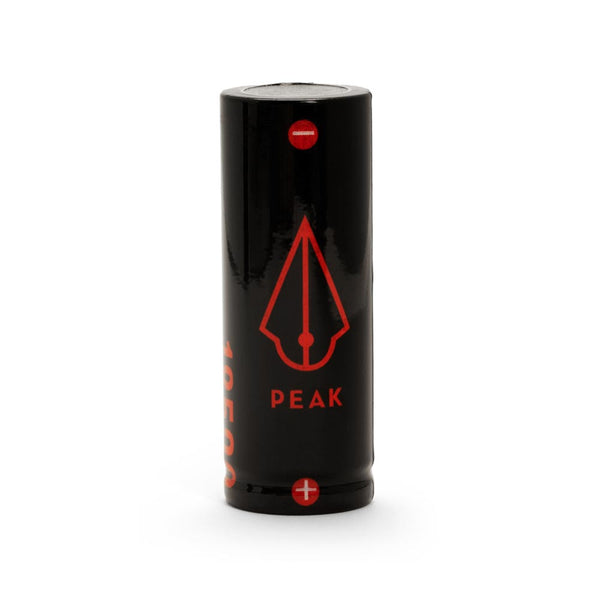 Black peak battery pack with red peak logo in the center on a white background.