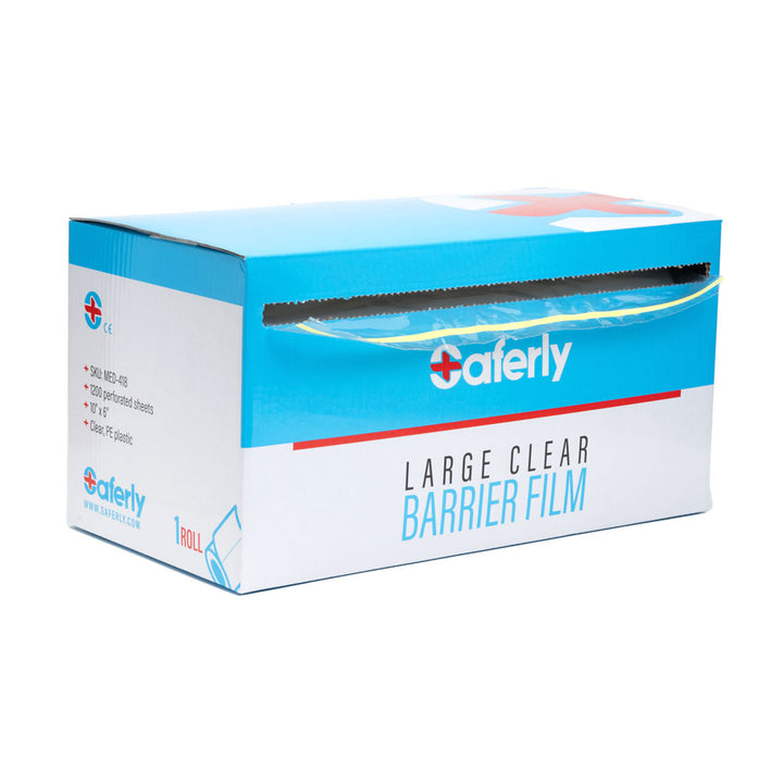 Saferly Medical Clear Barrier Film — 10" x 6" — One Roll of 1200 Perforated Sheets - Ultimate Tattoo Supply