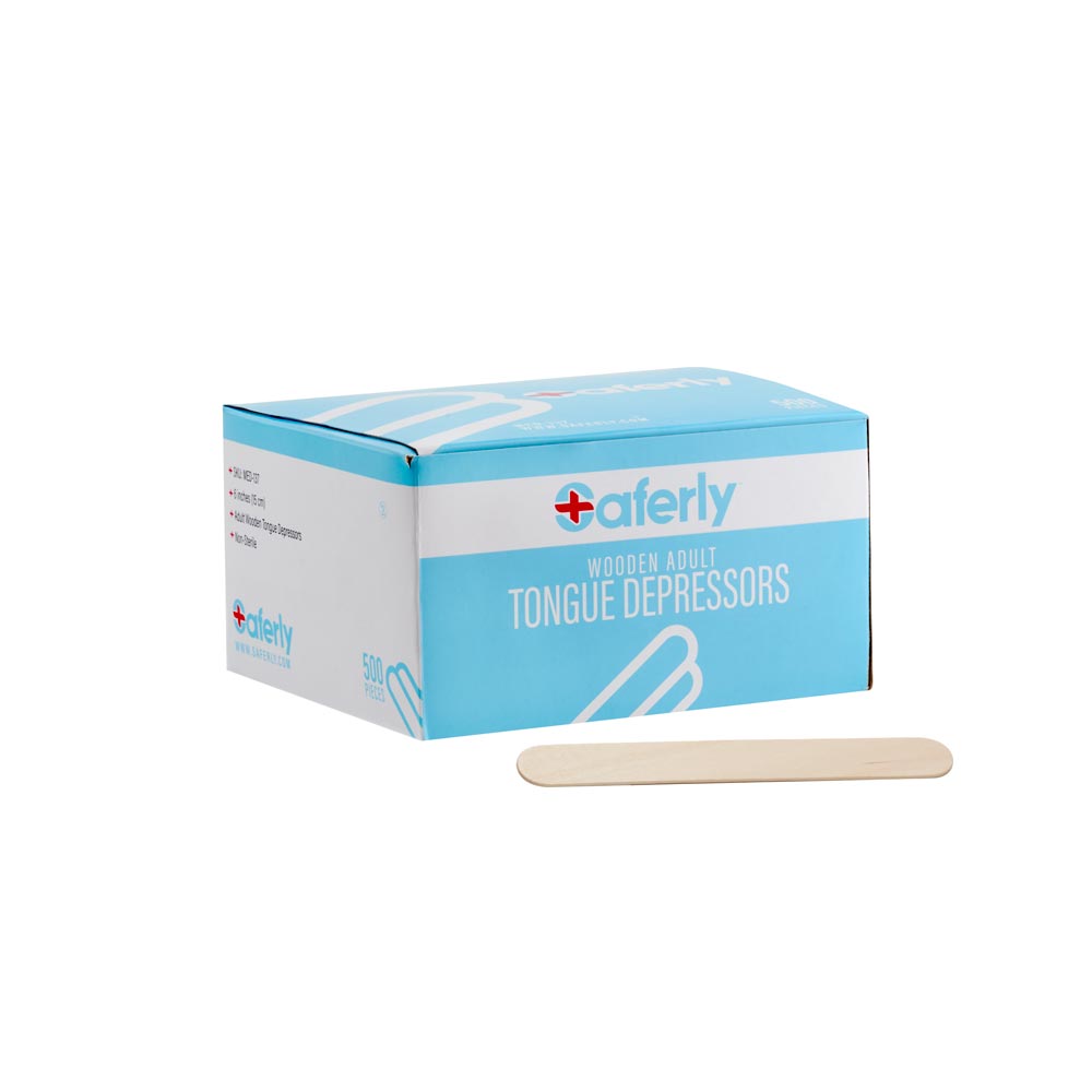 Saferly Tongue Depressors — Adult Size — Box of 500