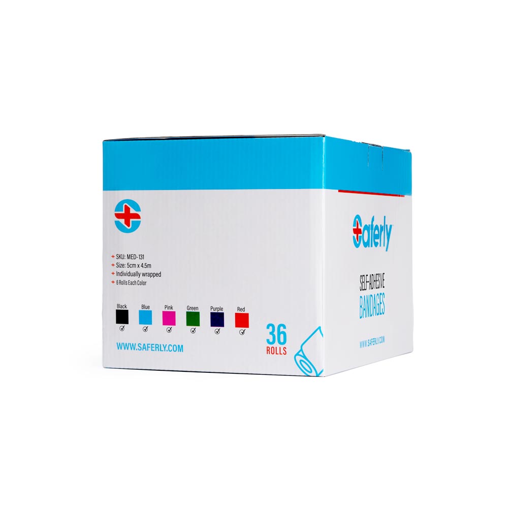 Saferly 2” Medical Cohesive Wrap — Assorted Colors — Case of 36 - Ultimate Tattoo Supply