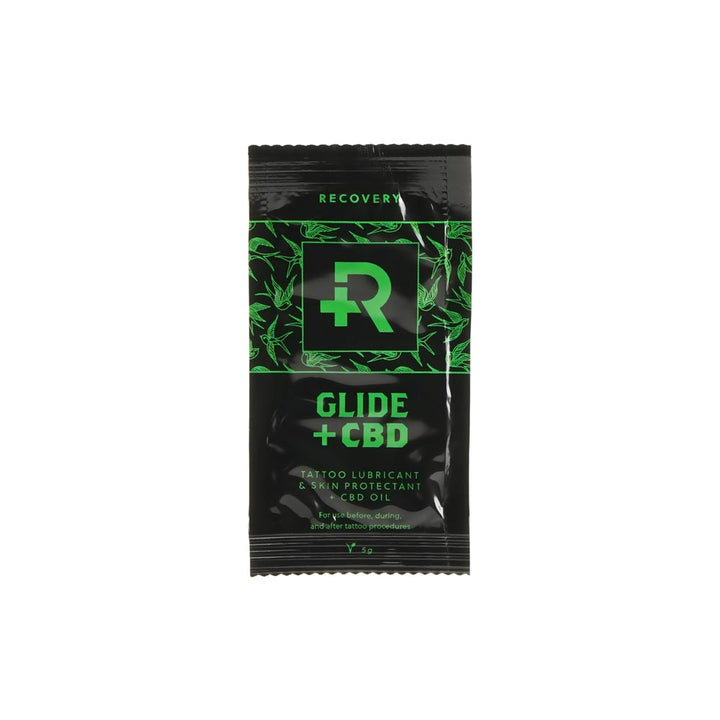 Recovery Tattoo Glide + CBD — 5g Pouch - Case of 100 - Ultimate Tattoo SupplyRecovery Tattoo Glide + CBD — 5g Pouch - Case of 100