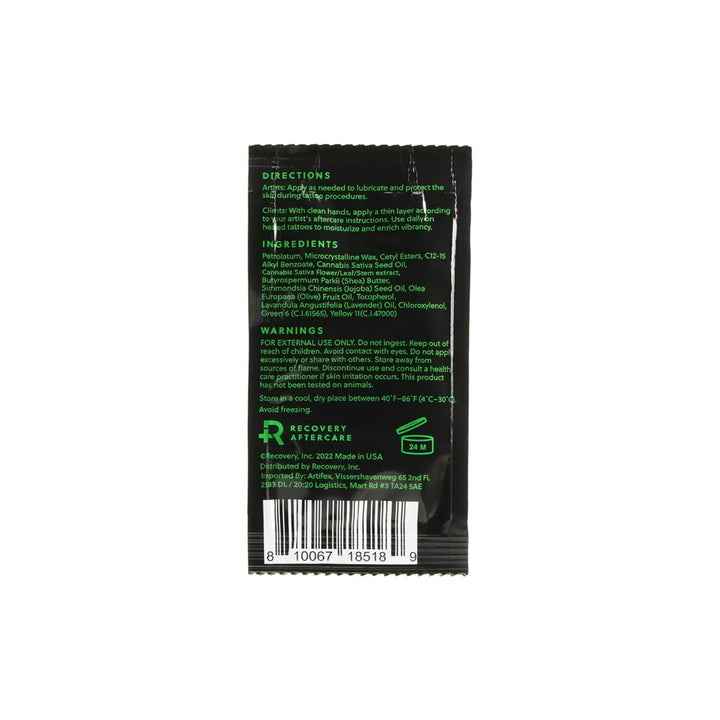 Recovery Tattoo Glide + CBD — 5g Pouch - Case of 100 - Ultimate Tattoo SupplyRecovery Tattoo Glide + CBD — 5g Pouch - Case of 100