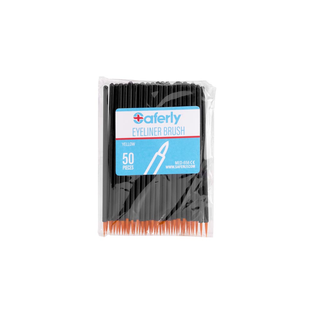 Saferly Disposable Eyeliner/Detail Brushes — Fine Tip — Pack of 50 - Ultimate Tattoo Supply