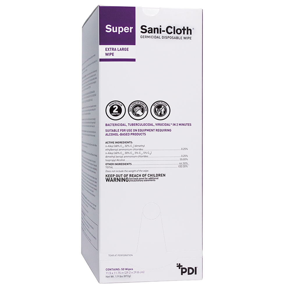 Super Sani-Cloth X-Large Disinfecting Wipes (Packets) - 50/bx