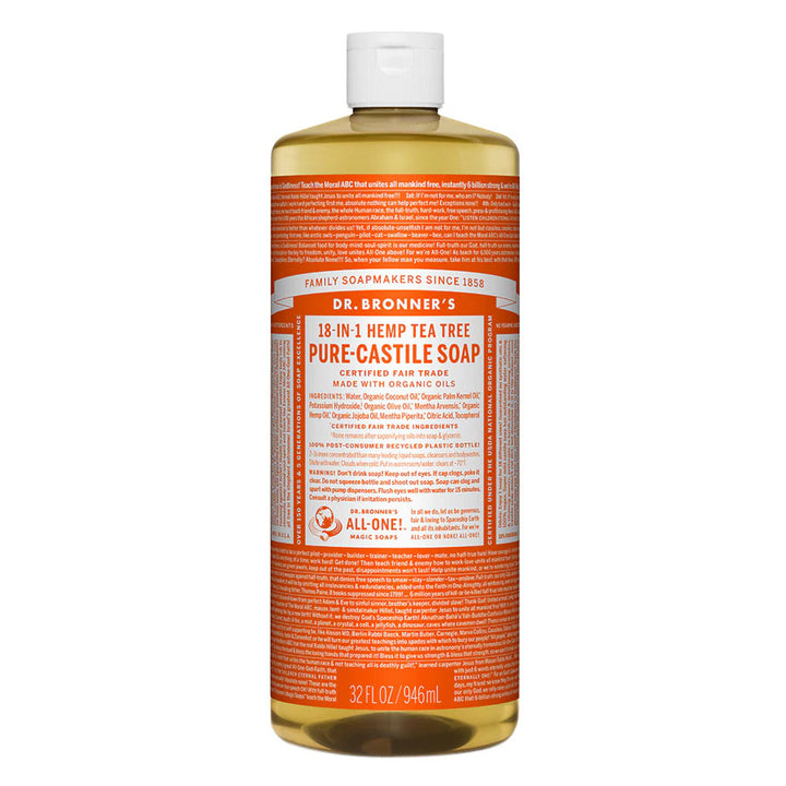 Dr. Bronner's Pure Castile Soap - Tea Tree - 32oz. Bottle - Ultimate Tattoo Supply