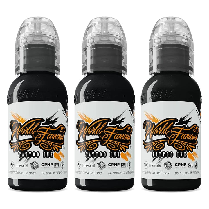 World Famous 3 Bottle Grey Wash Set - Ultimate Tattoo Supply