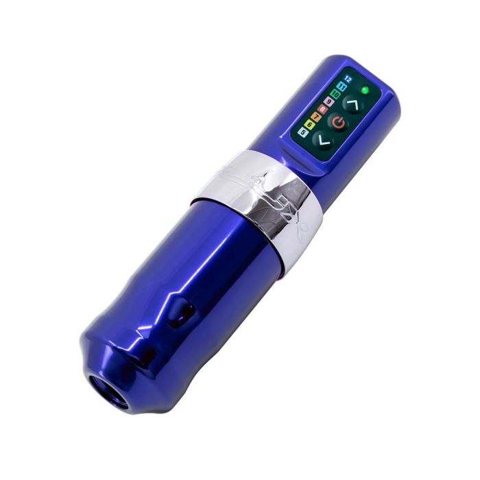 FK Irons FLUX Rotary Pen Machine w/ 2 Powerbolts - Special Edition Power Blue - Ultimate Tattoo Supply