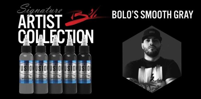 Bolo Smooth Gray 5-Color Palette Signature Set — Fusion Tattoo Ink — 1oz - Ultimate Tattoo Supply