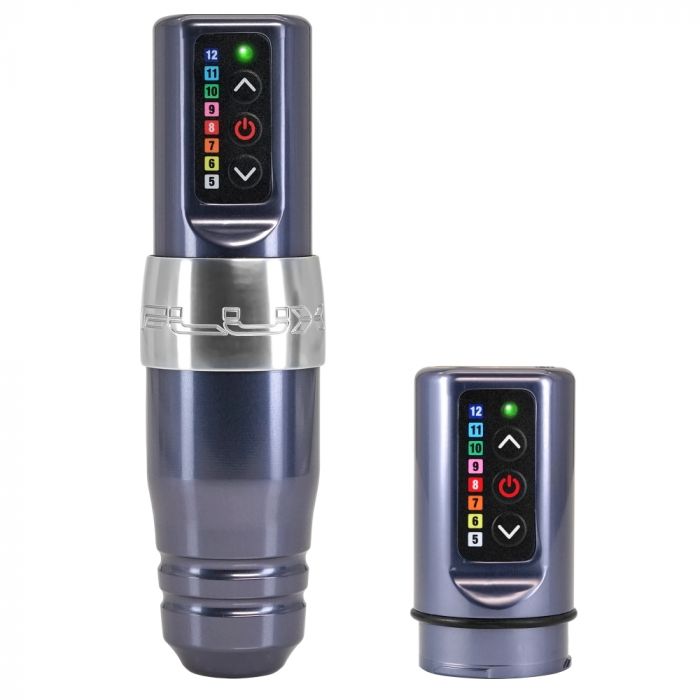 Microbeau Flux S Wireless PMU Tattoo Machine with 2 PowerBolts — Gun Metal - Ultimate Tattoo Supply