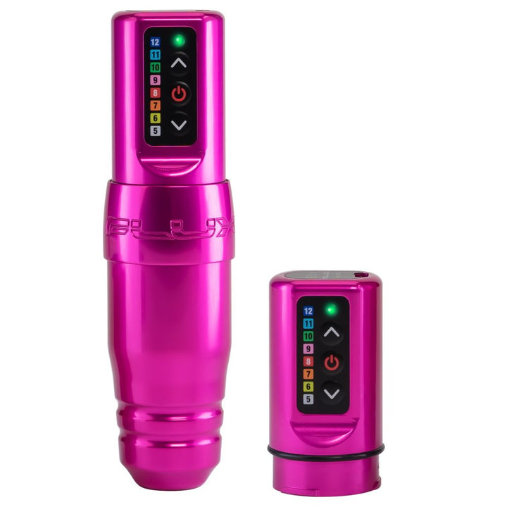 Microbeau Flux S Wireless Tattoo Machine with 2 PowerBolts — Bubblegum - Ultimate Tattoo Supply