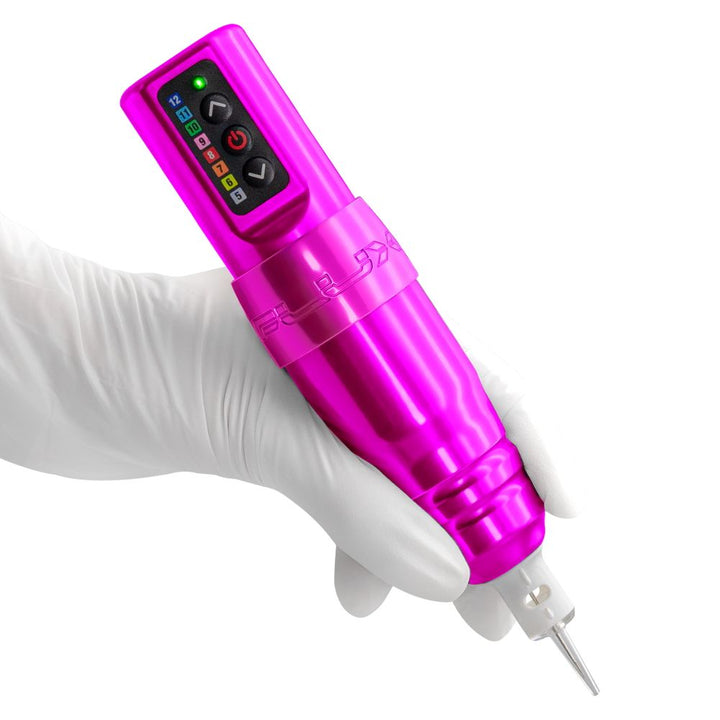 Microbeau Flux S Wireless Tattoo Machine with 2 PowerBolts — Bubblegum - Ultimate Tattoo Supply