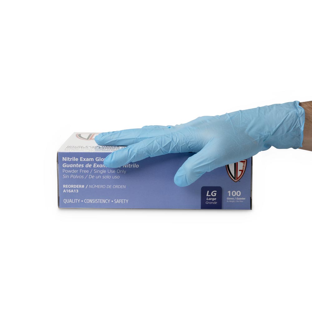 Vanguard Blue Disposable Nitrile Gloves — Box of 100