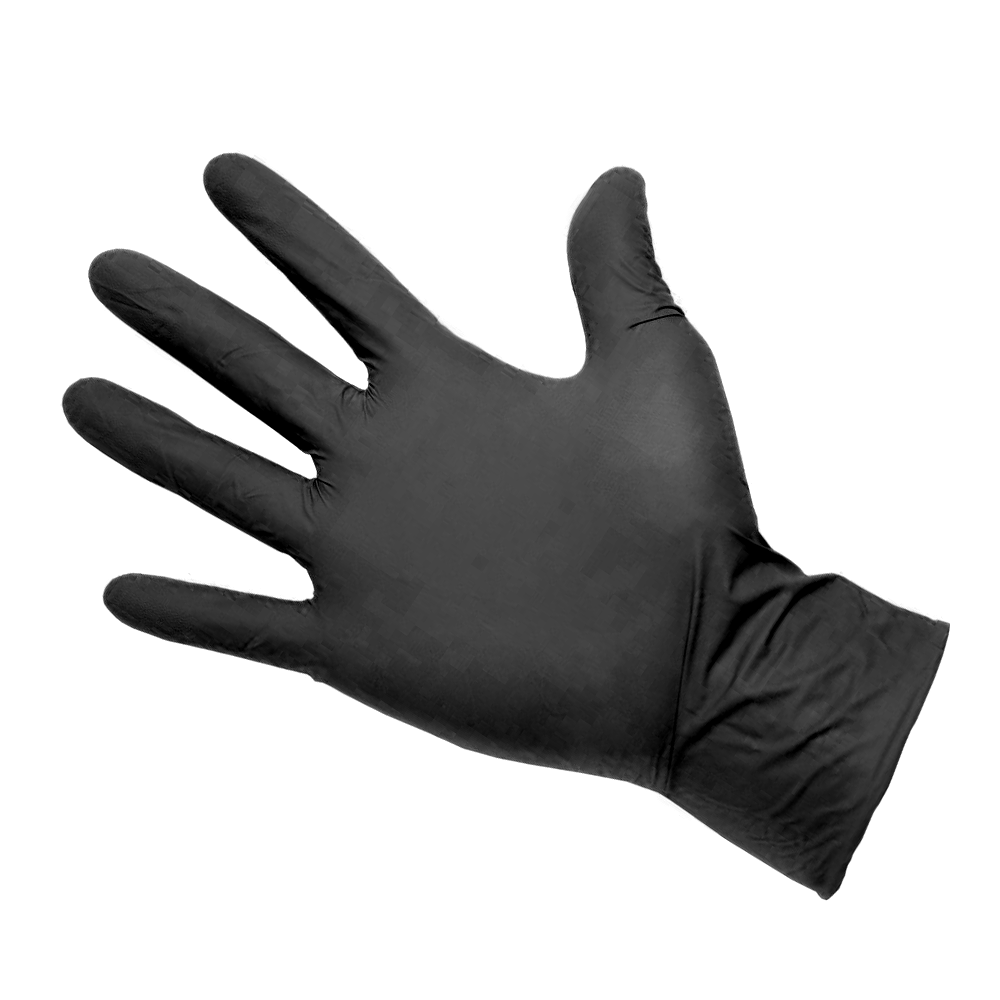 Strong Classic Black Disposable Nitrile Gloves - 4gm - 100/bx